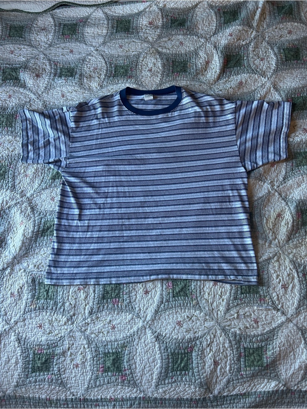 Men’s Blue/ grey Striped Short-Sleeve Tee - Blue